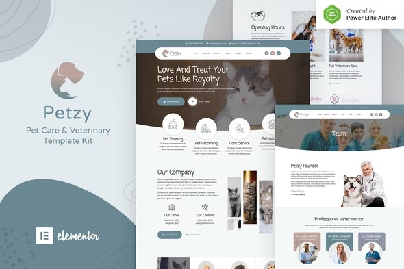 Petzy - Pet Care - Veterinary Elementor Template Kit