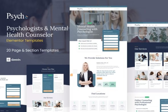 Psych - Mental Health Counselor Elementor Template Kit