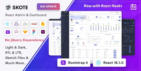 Skote React Admin - Dashboard Template + Sketch