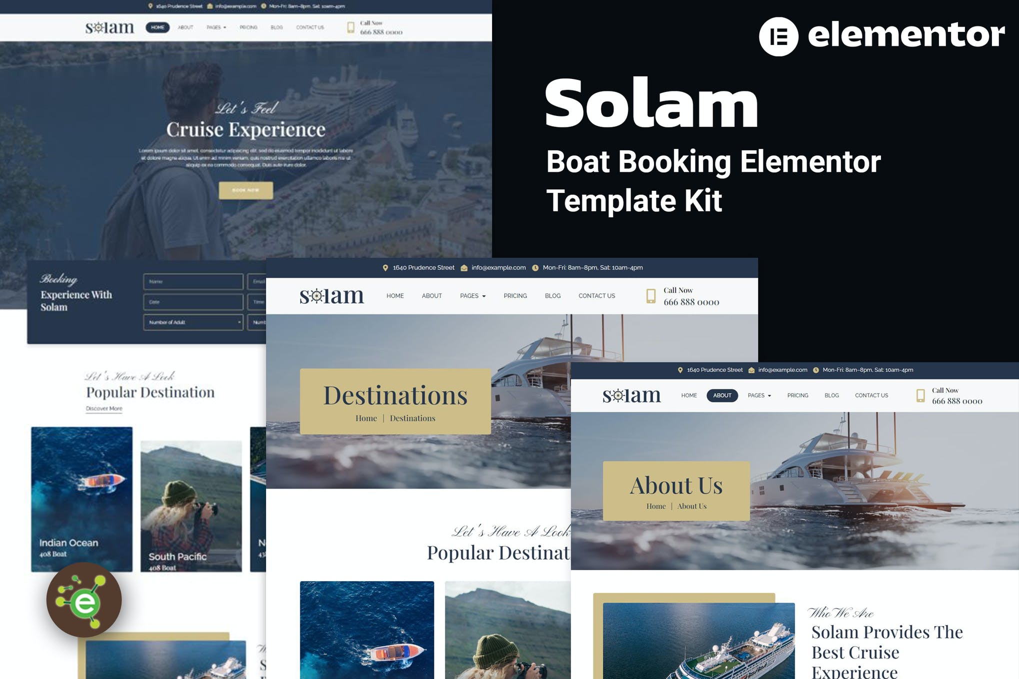 Solam - Boat Booking Elementor Pro Template Kit