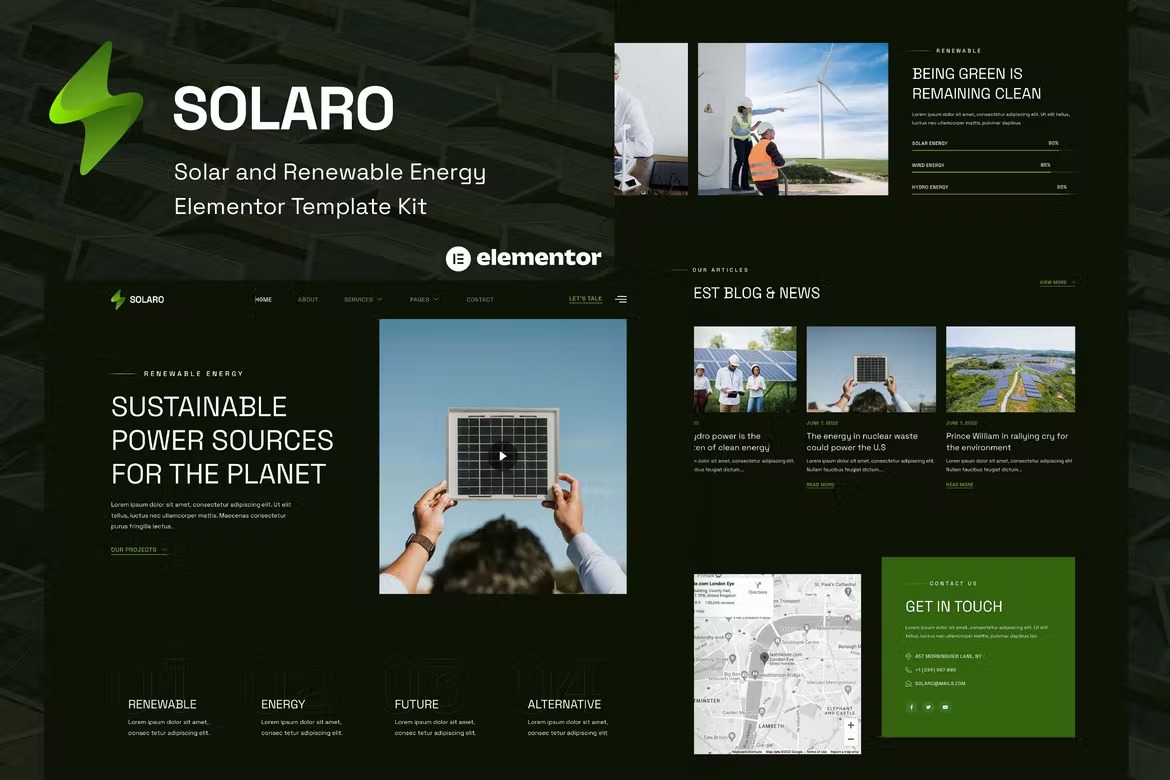 Solaro - Solar - Renewable Energy Elementor Template Kit