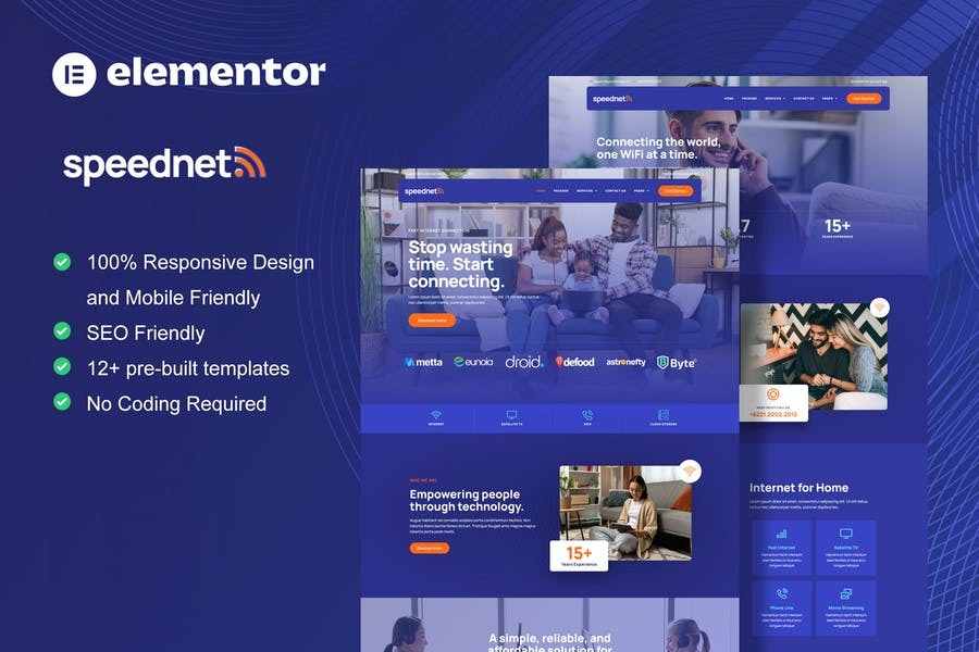 SpeedNet - Broadband - Internet Service Provider Elementor Template Kit
