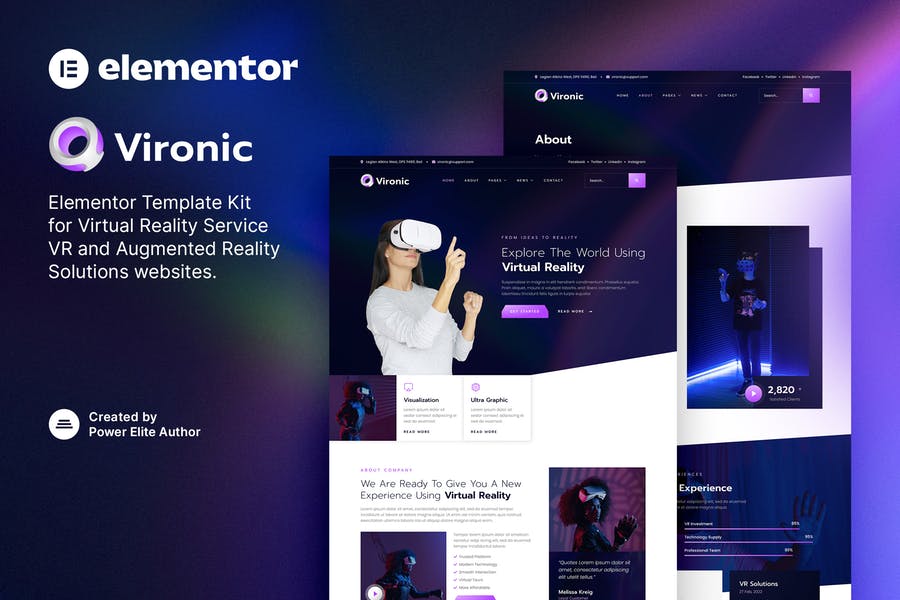 Vironic - Augmented & Virtual Reality Services Elementor Template Kit