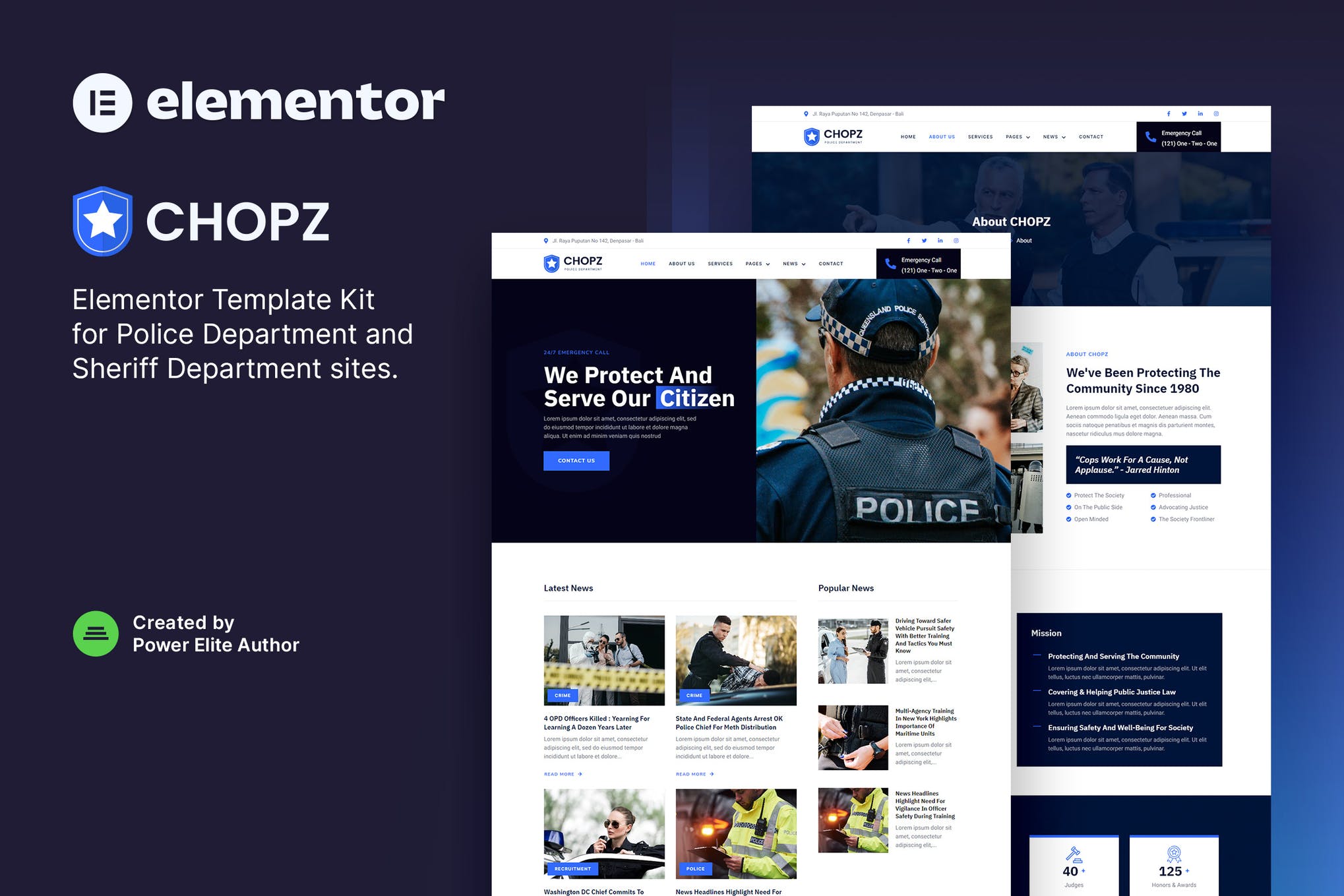Chopz - Police & Sheriff Department Elementor Template Kit