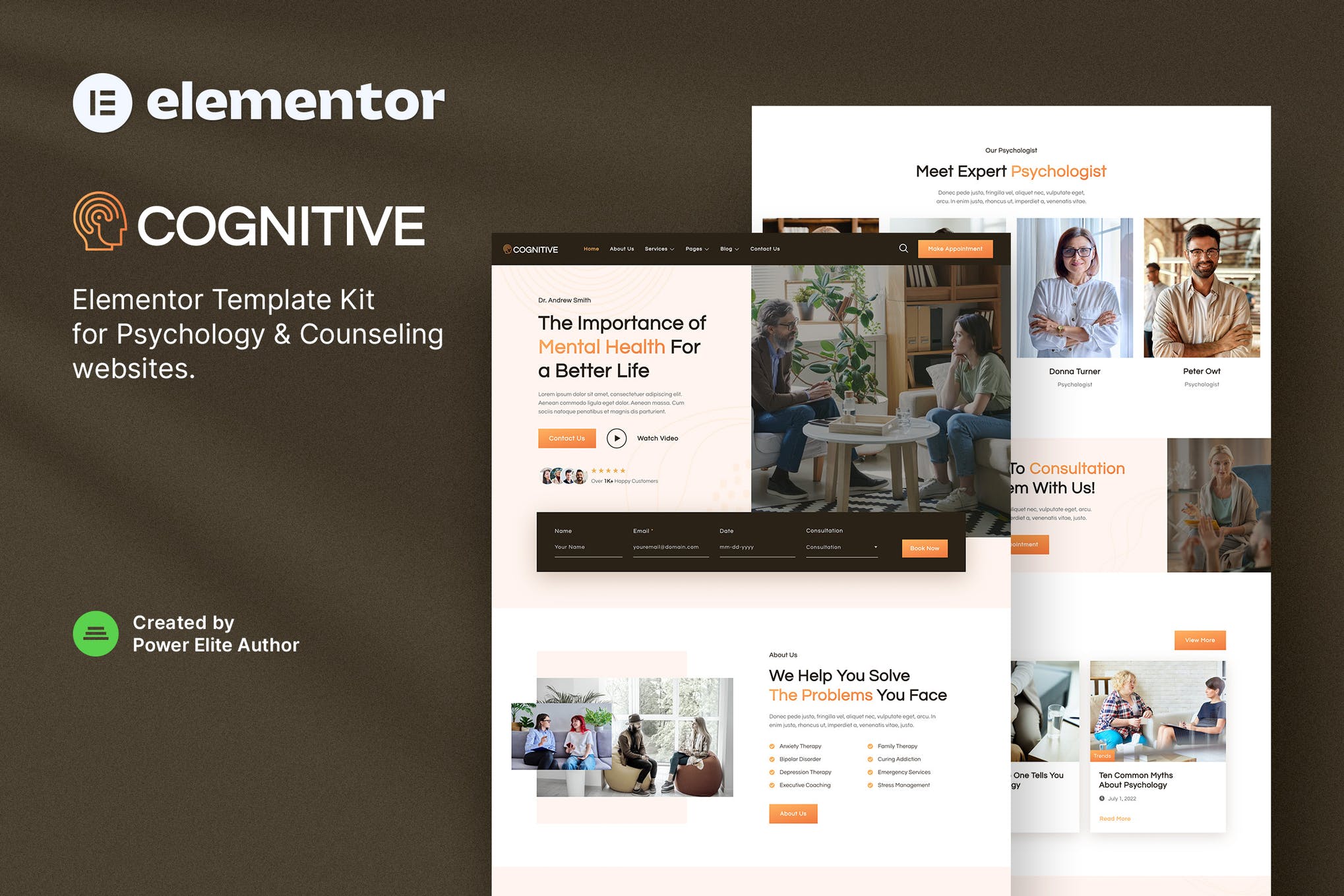 Cognitive - Psychology & Counseling Elementor Template Kit