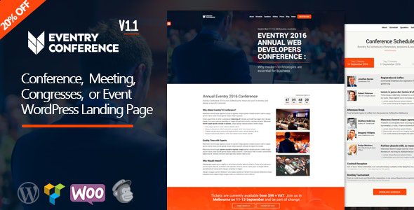 Eventry Conference Meetup Landing Page WordPress Theme