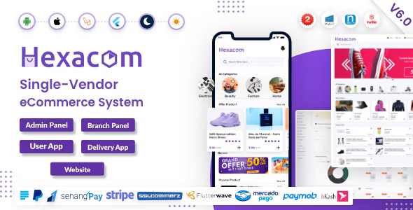 Hexacom single vendor eCommerce App with Website