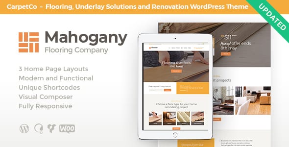 Mahogany Carpenting Woodwork - Flooring Company WordPress Theme