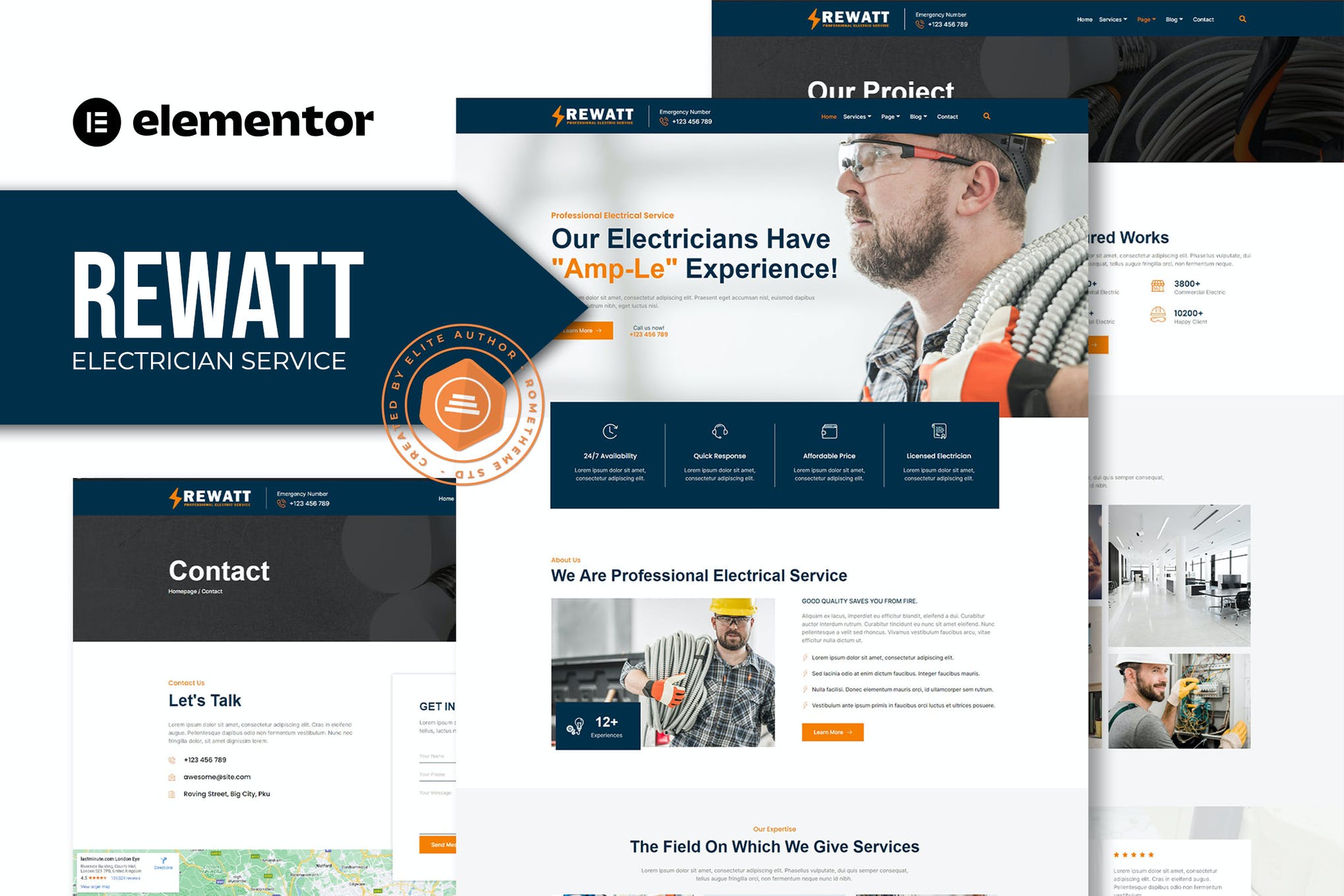 Rewatt - Professional Electrical Services Elementor Template Kit