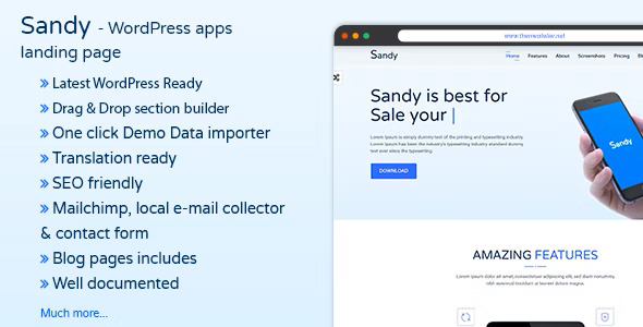 SANDYWP - Apps Landing Page WordPress Theme