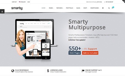 Smarty WrapBootstrap Multipurpose Responsive Template - Website + Admin