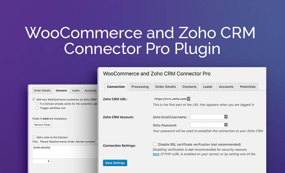 WOOCOMMERCE AND ZOHO CRM CONNECTOR PRO