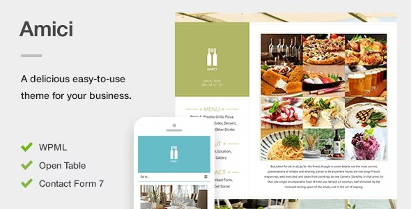 AmiciA Flexible - Responsive Restaurant or Cafe Theme for WordPress
