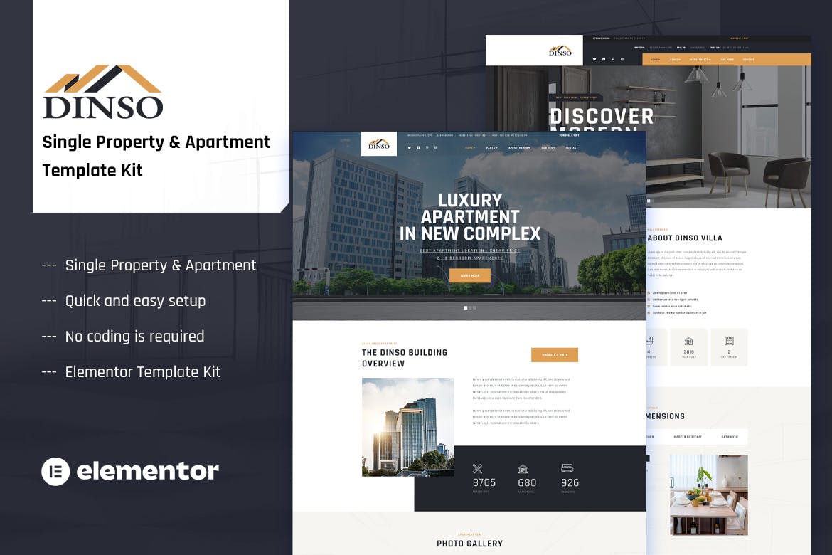 Dinso - Single Property & Apartment Elementor Template Kit
