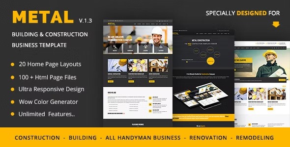 Metal - Mobile Friendly Building - Construction Business Template