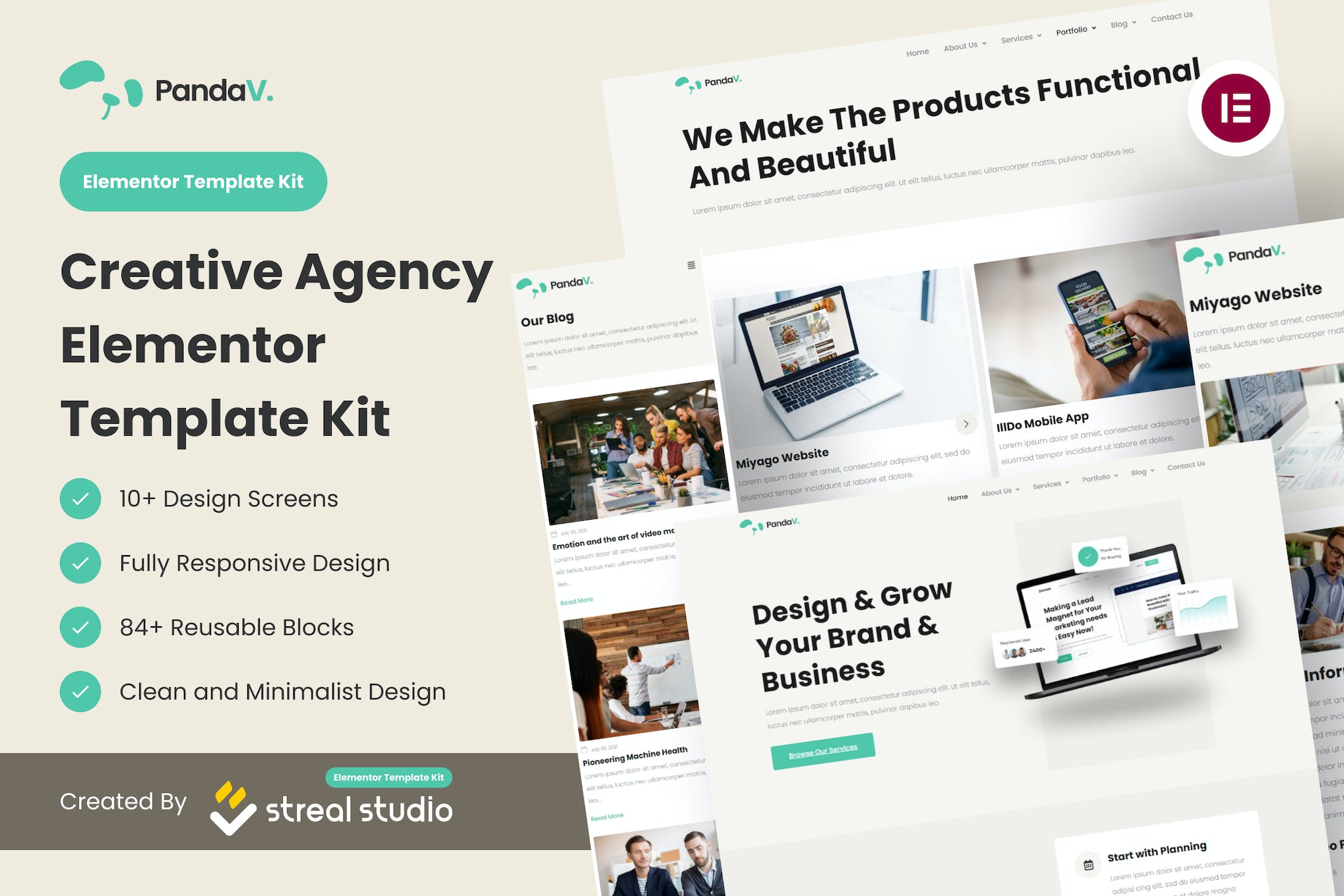 PandaV - Creative Agency Elementor Template Kit
