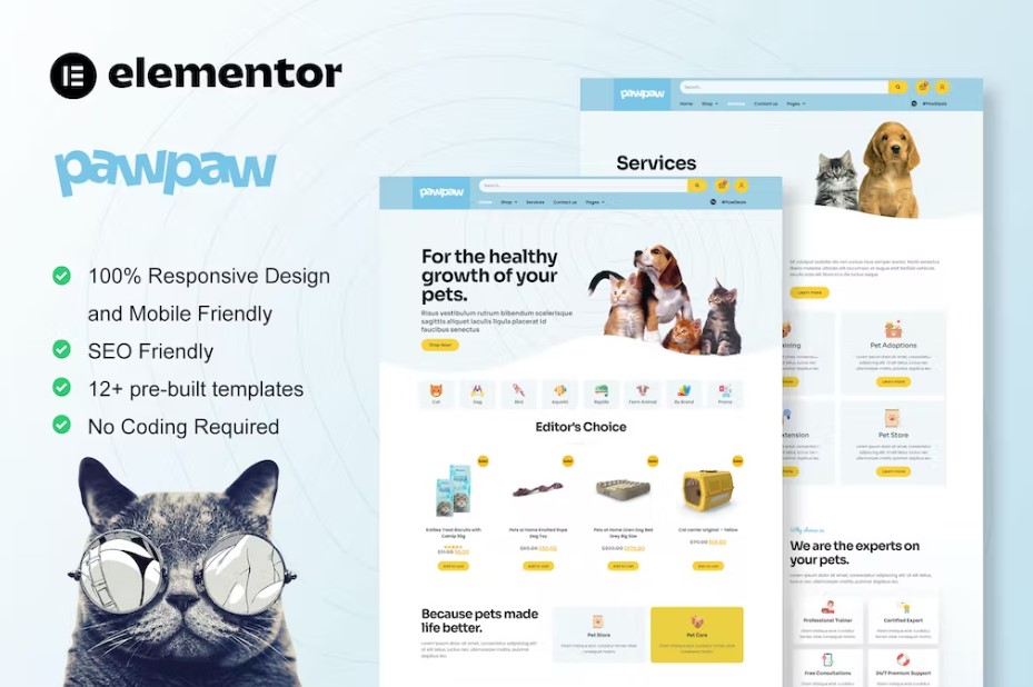 PawPaw - WooCommerce Pet Shop & Pet Care Elementor Template Kit