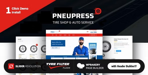 PneuPress Tire Shop and Car Repair WordPress Theme