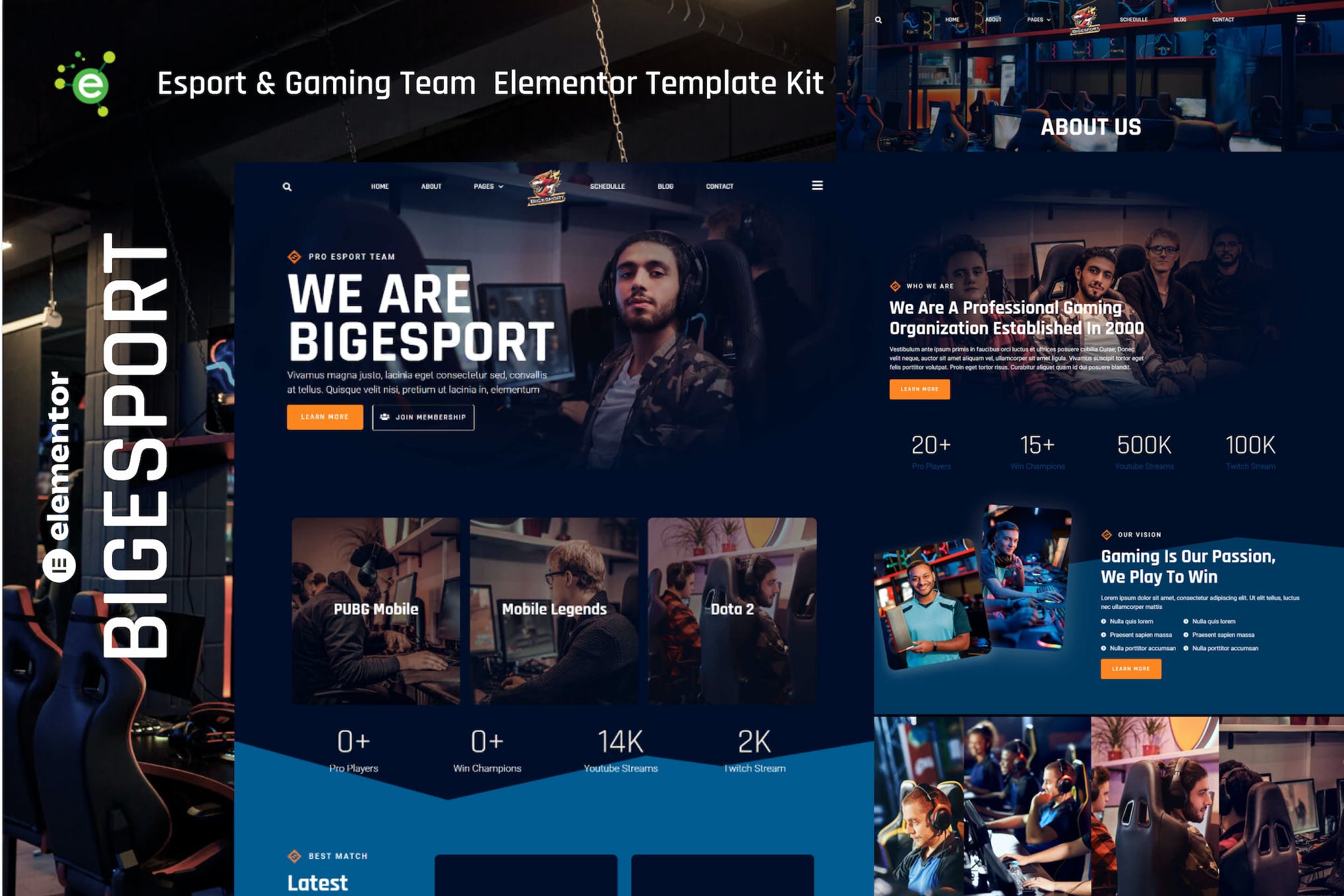 Bigesport - Esport & Gaming Team Elementor Template Kit