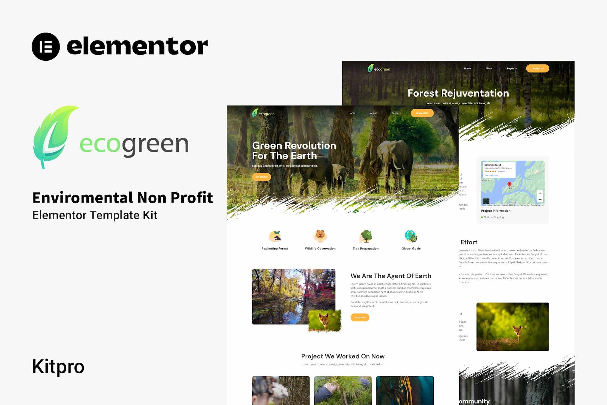 Ecogreen - Environmental Non Profit Elementor Template Kit