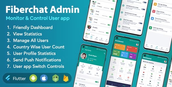 Fiberchat ADMIN App - Android - iOS | Control - Monitor Fiberchat User Whatsapp Clone App