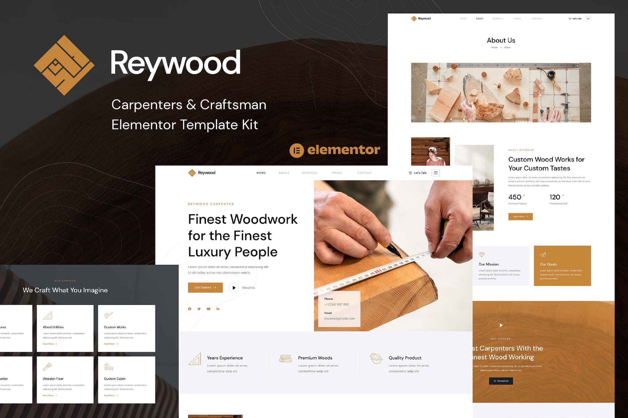 Reywood - Carpenter & Craftsman Elementor Template Kit