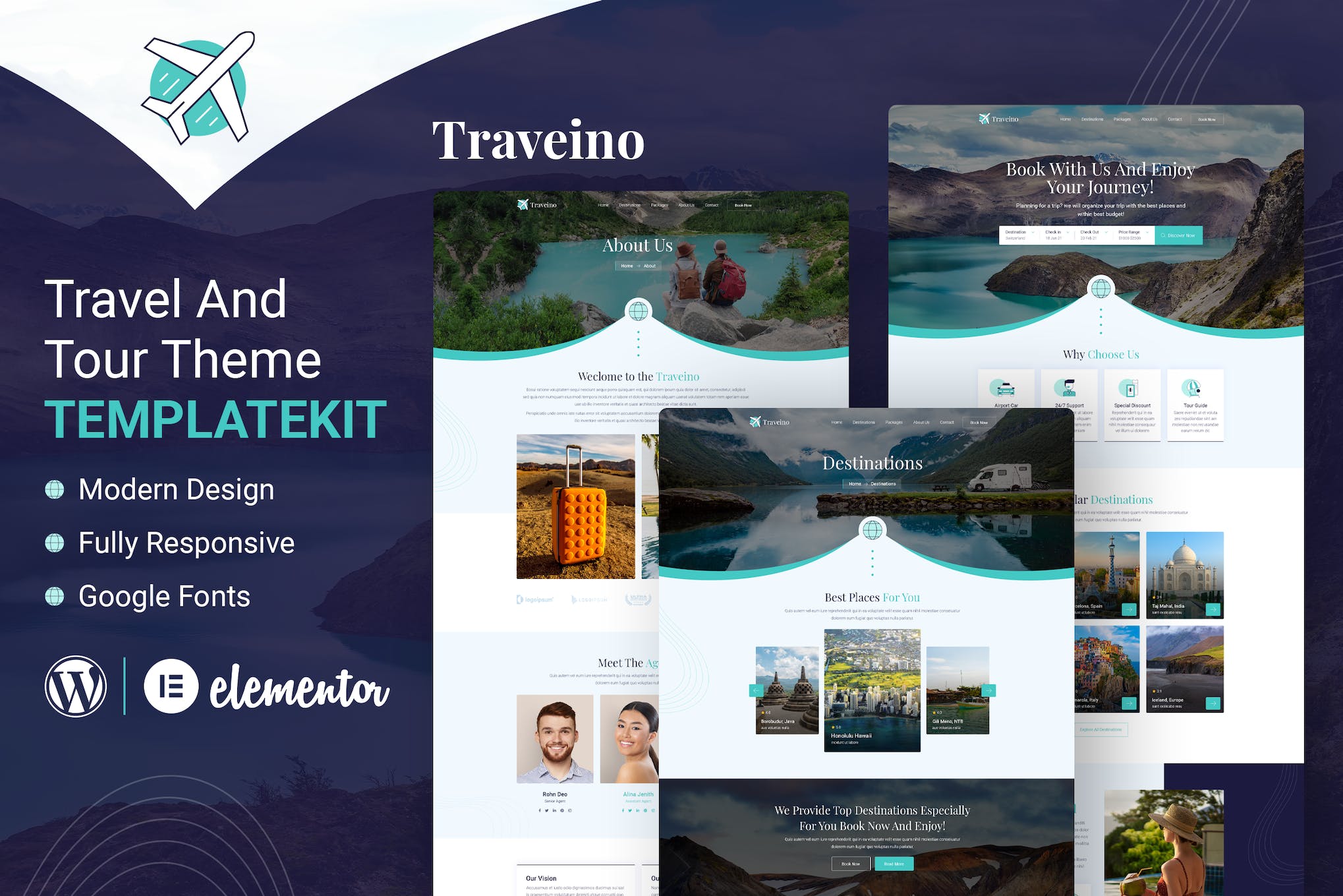 Traveino - Travel Agency Elementor Template Kit