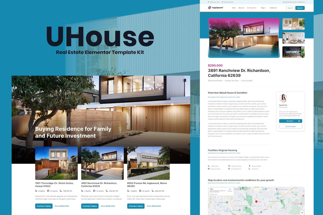 UHouse - Real Estate Elementor Template Kit