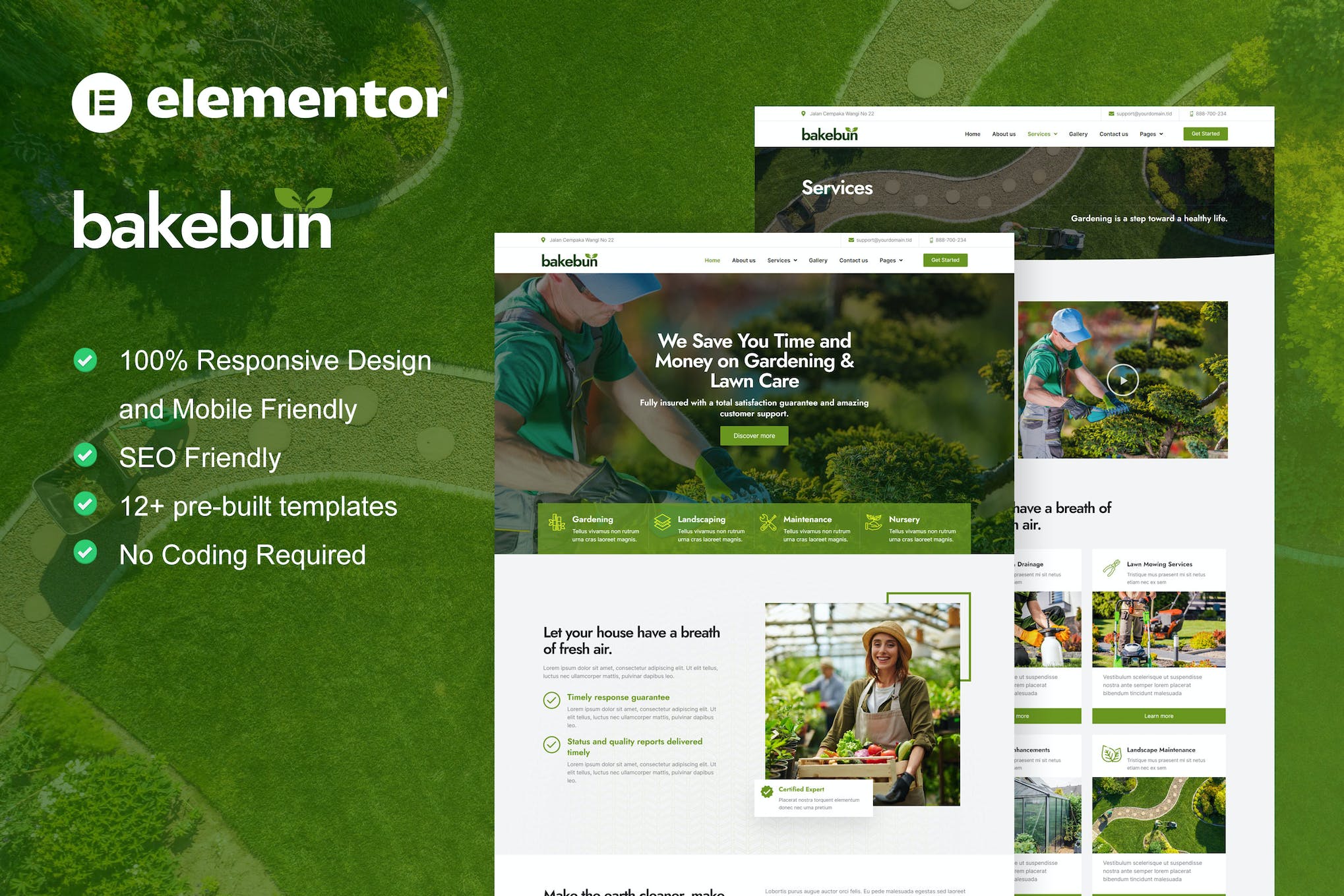 Bakebun - Landscape & Gardening Elementor Template Kit