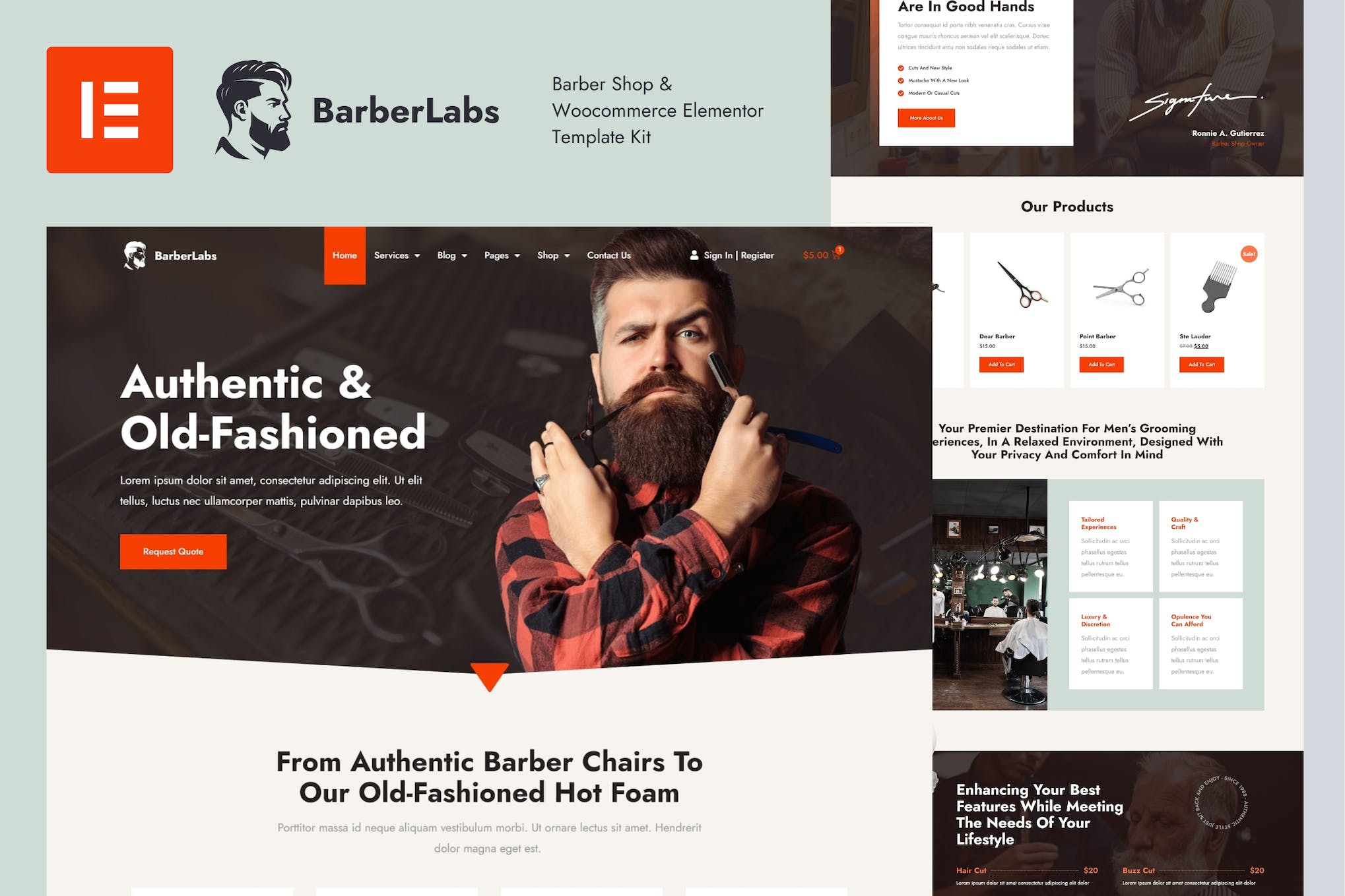 BarberLabs - Barber Shop Elementor Template Kit