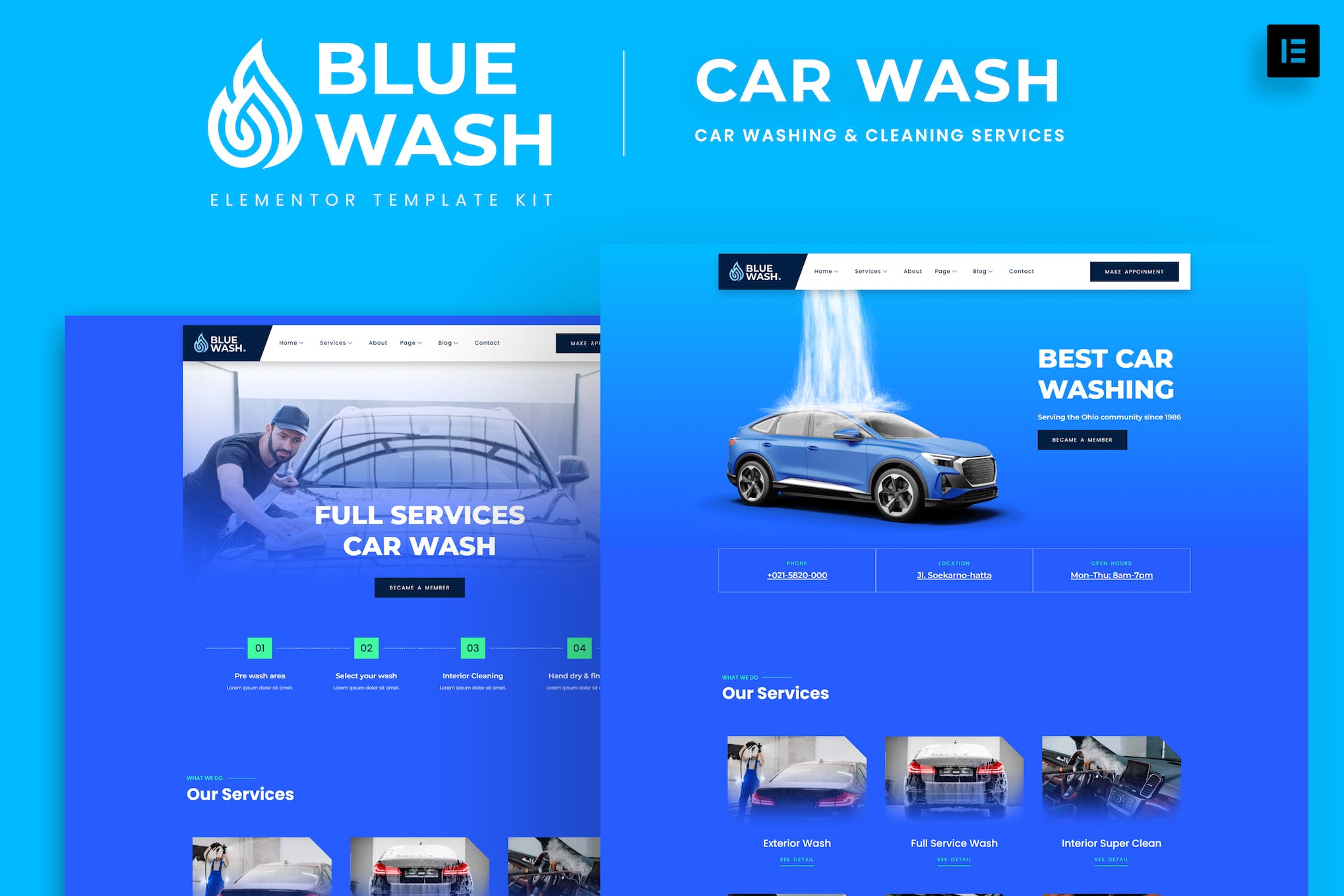 Bluewash - Car Washing & Cleaning Services Template Kit