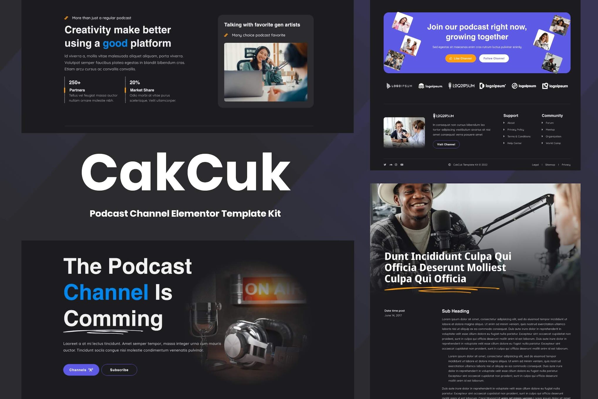 CakCuk - Podcast Channel Elementor Template Kit