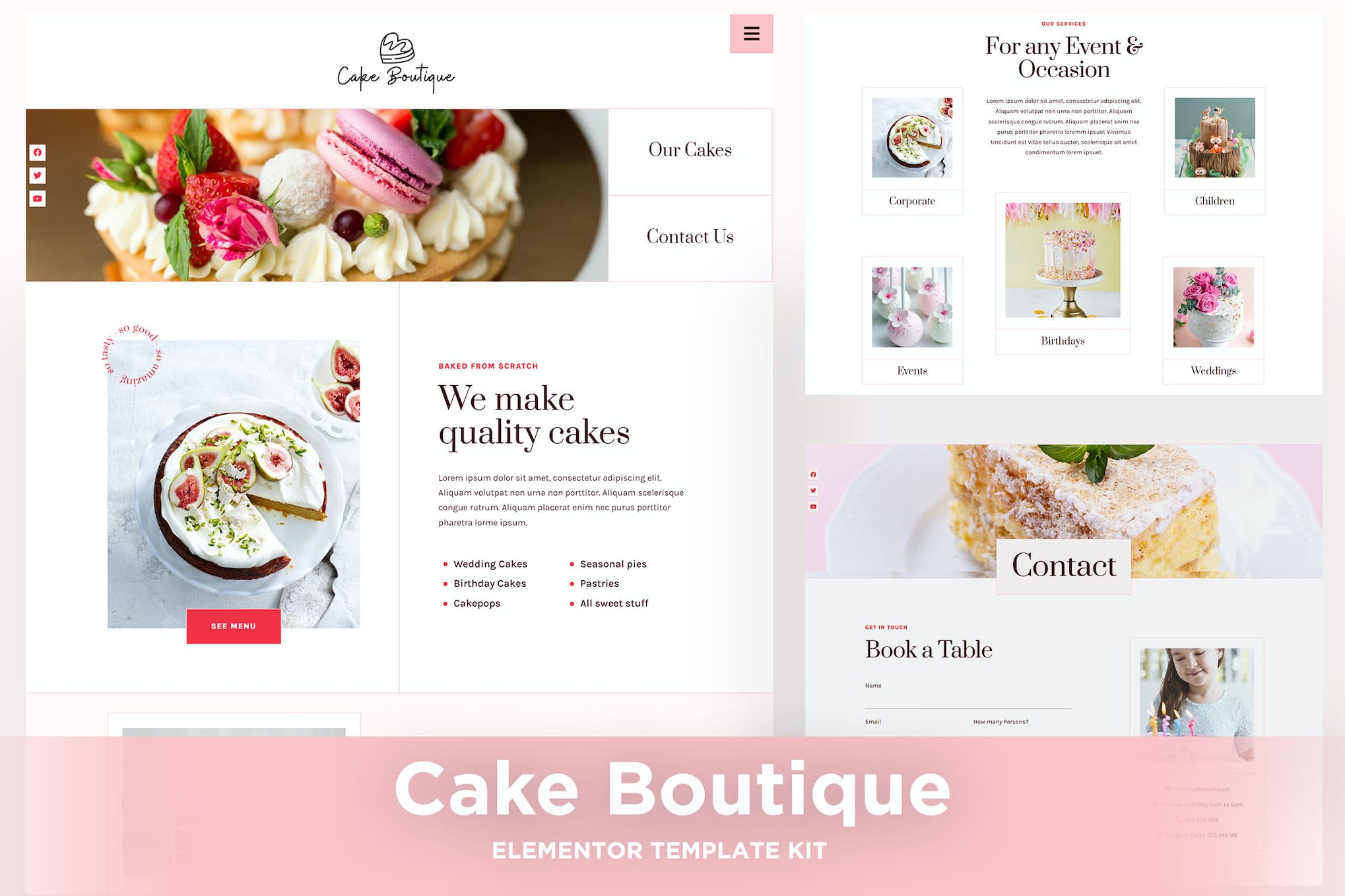 Cake Boutique - Cake Elementor Template Kit