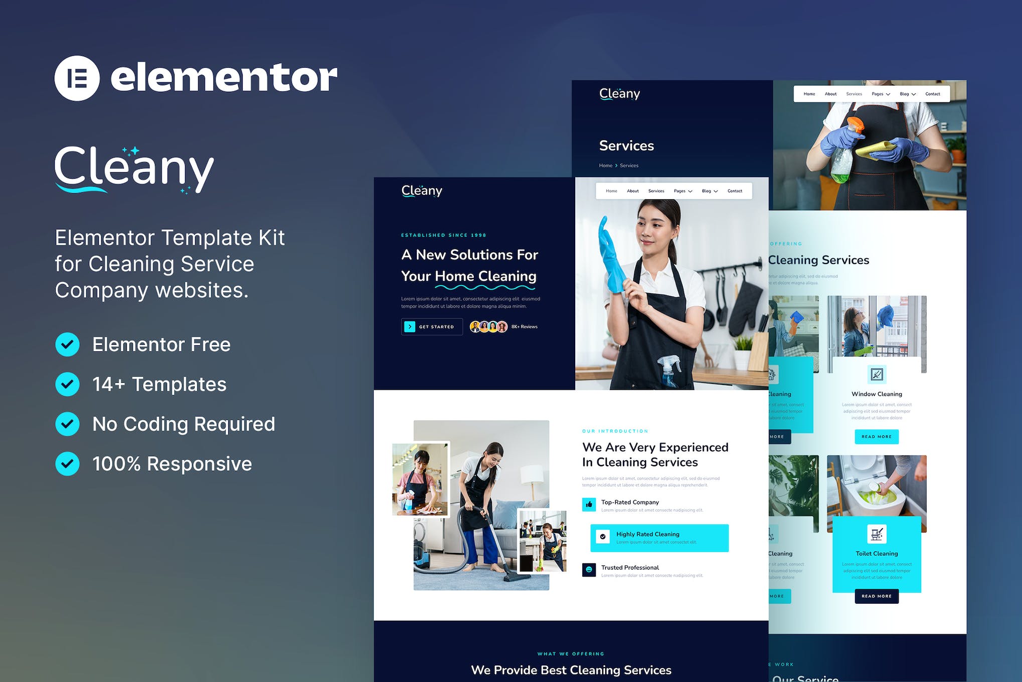Cleany - Cleaning Service Company Elementor Template Kit