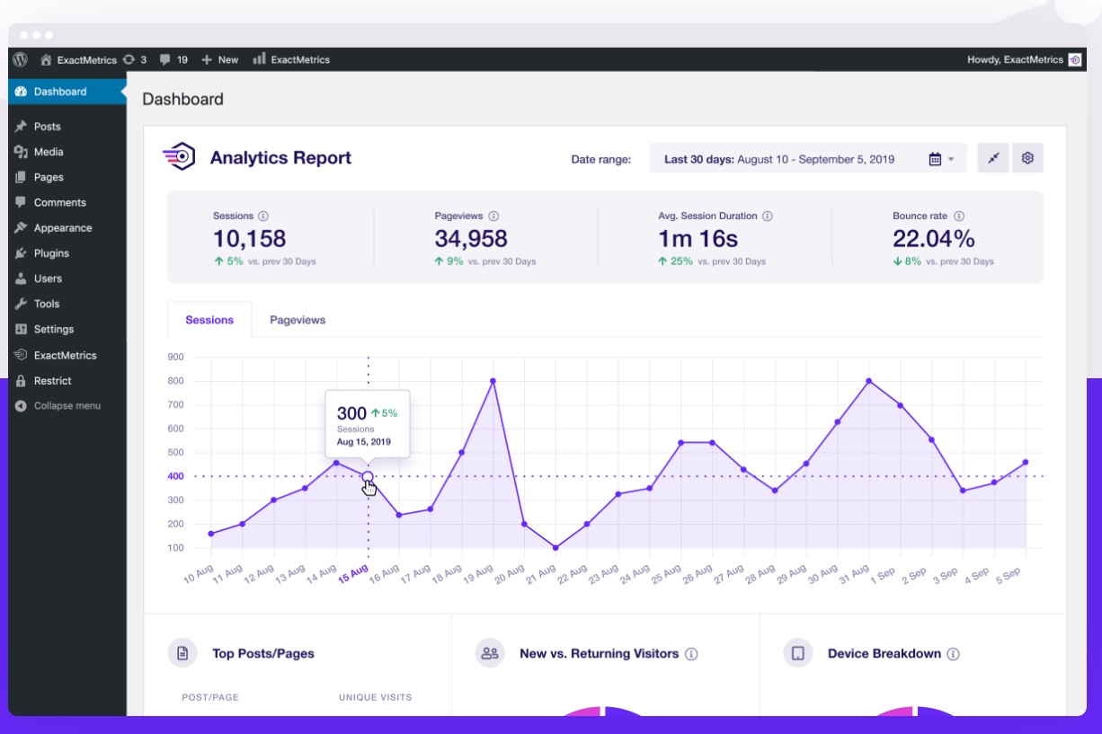 Exact Metrics Pro Plan - Google Analytics Dashboard for WordPress (Website Stats Plugin)