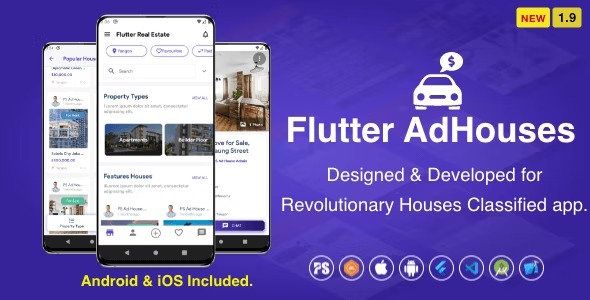 Flutter AdHouses For House Classified BuySell iOS and Android App with Chat