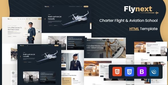 Flynext Private Airlines Charters HTML Template