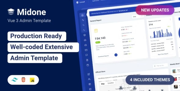 Midone - Vuejs Admin Dashboard Template + HTML