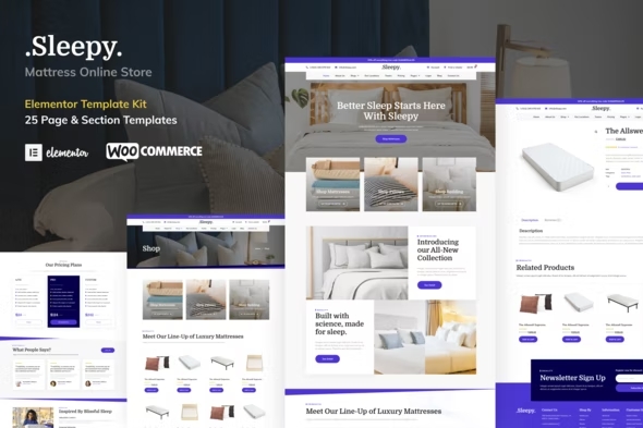 Sleepy - Mattress & Bedding Online Store Elementor Pro Template Kit