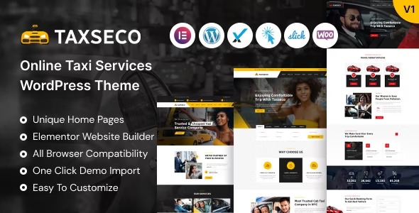 Taxseco Online Taxi Service WordPress Theme