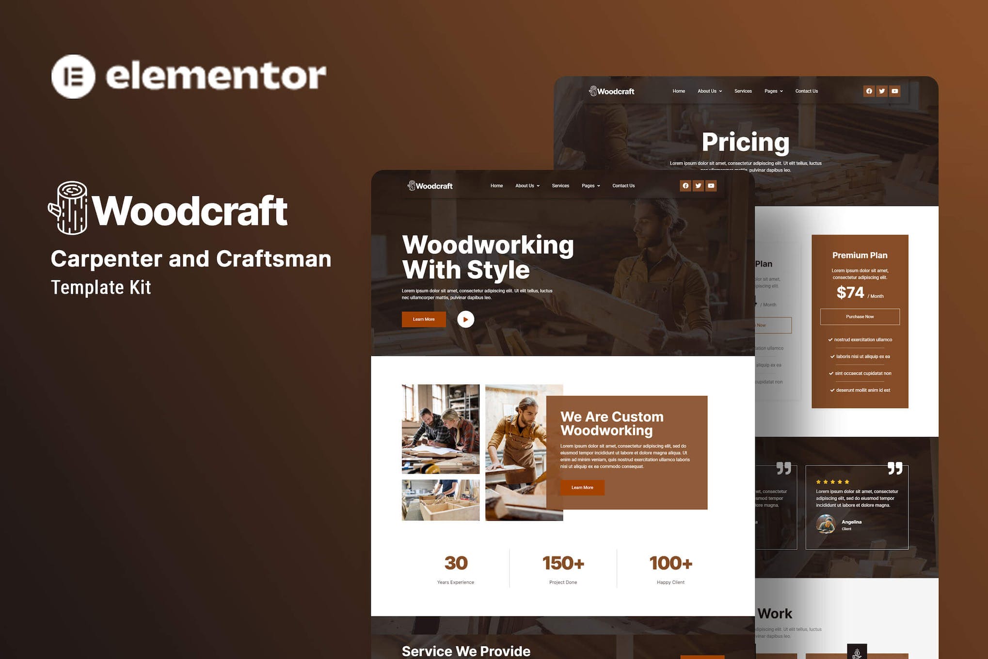 Woodcraft - Carpenter & Craftsman Elementor Template Kit