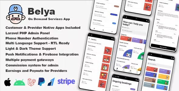 Belya - On Demand Service App | Customer - Provider Apps with Admin Panel
