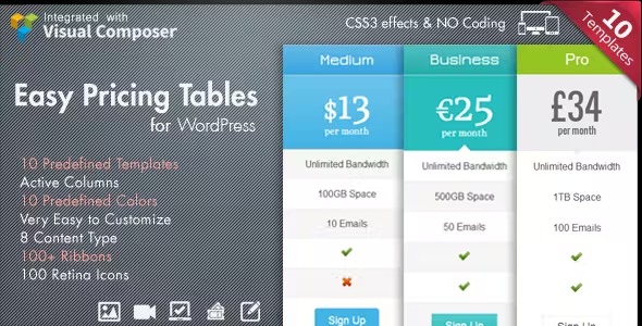 Easy Pricing Tables WordPress Plugin