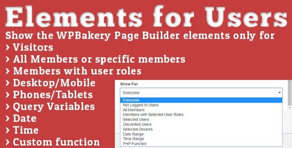 Elements for Users - Addon for WPBakery Page Builder (formerly Visual Composer)