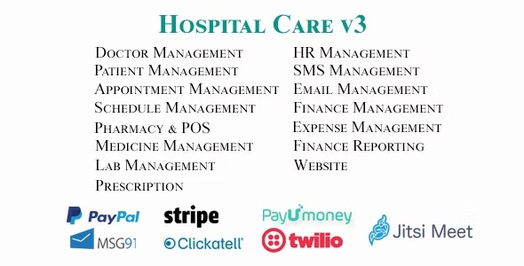 Hospital Care: Hospital Management System + Patient Appth August
