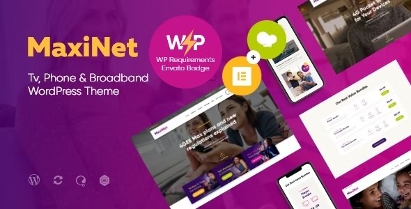MaxiNet Broadband - Telecom Internet Provider WordPress Theme + Elementor