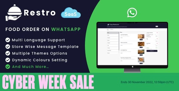 Restro - SaaS WhatsApp Online ordering system / Multiple Restaurants