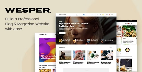 Wesper WordPress Theme for Blogs - Magazines