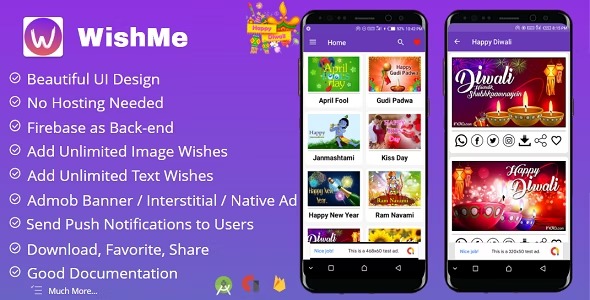 WishMe - Festival Wishes Android App With Firebase Back-end