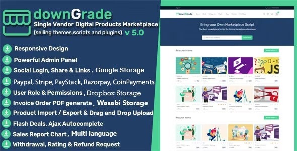 downGradeSingle Vendor Digital Products Marketplace